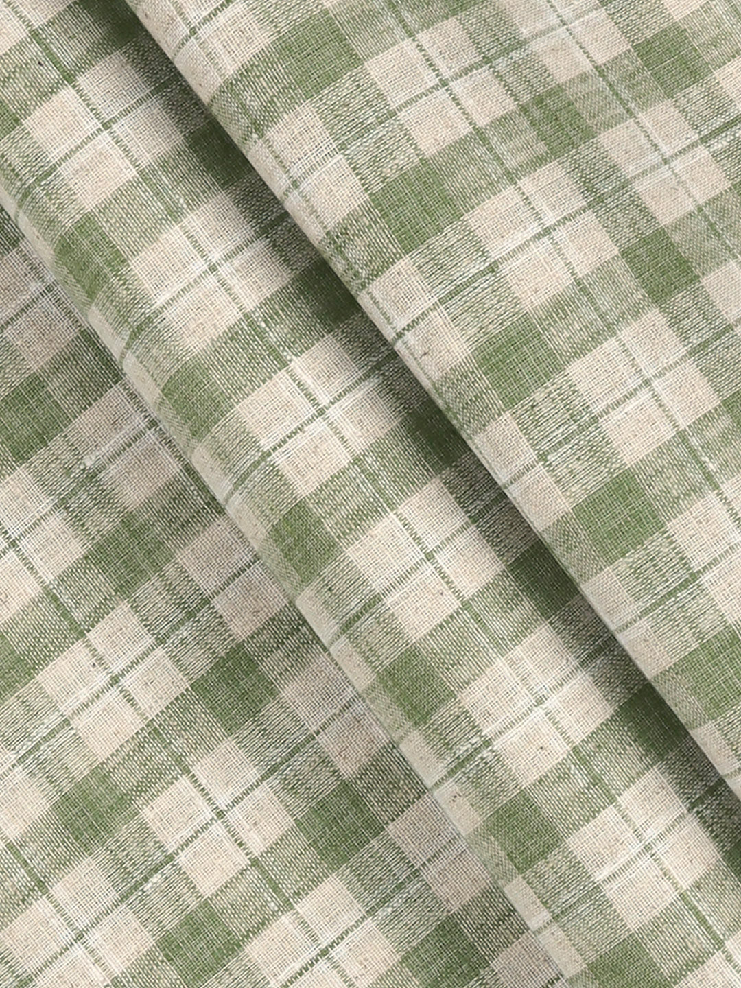 Men Cotton Rich Checked Shirt Fabric Green HI-Tech