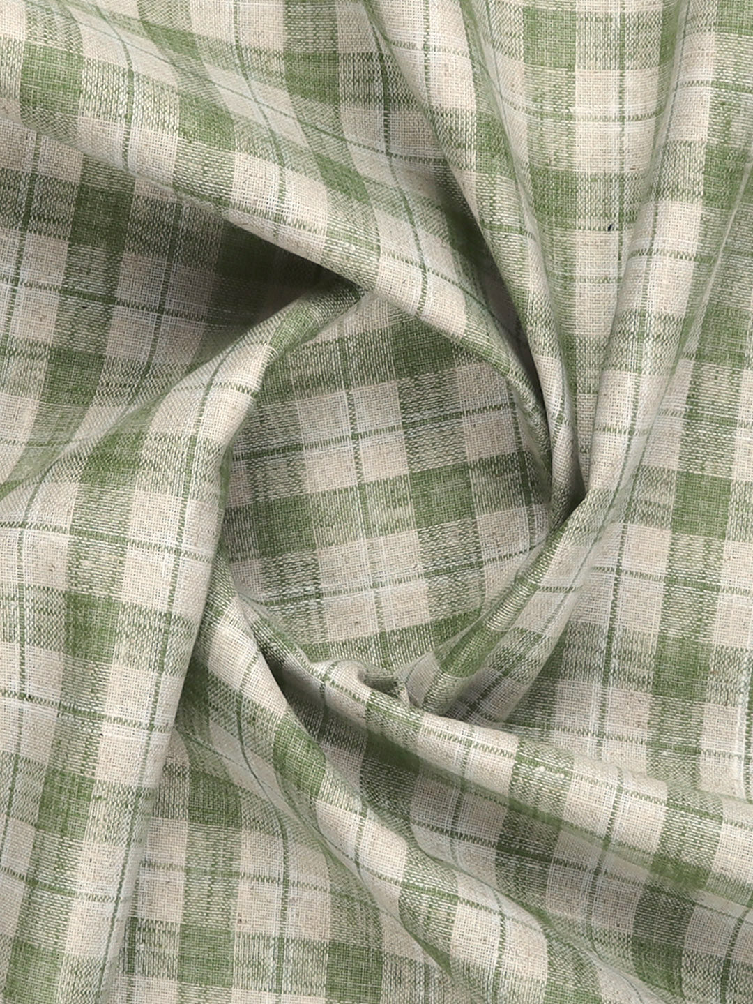 Men Cotton Rich Checked Shirt Fabric Green HI-Tech