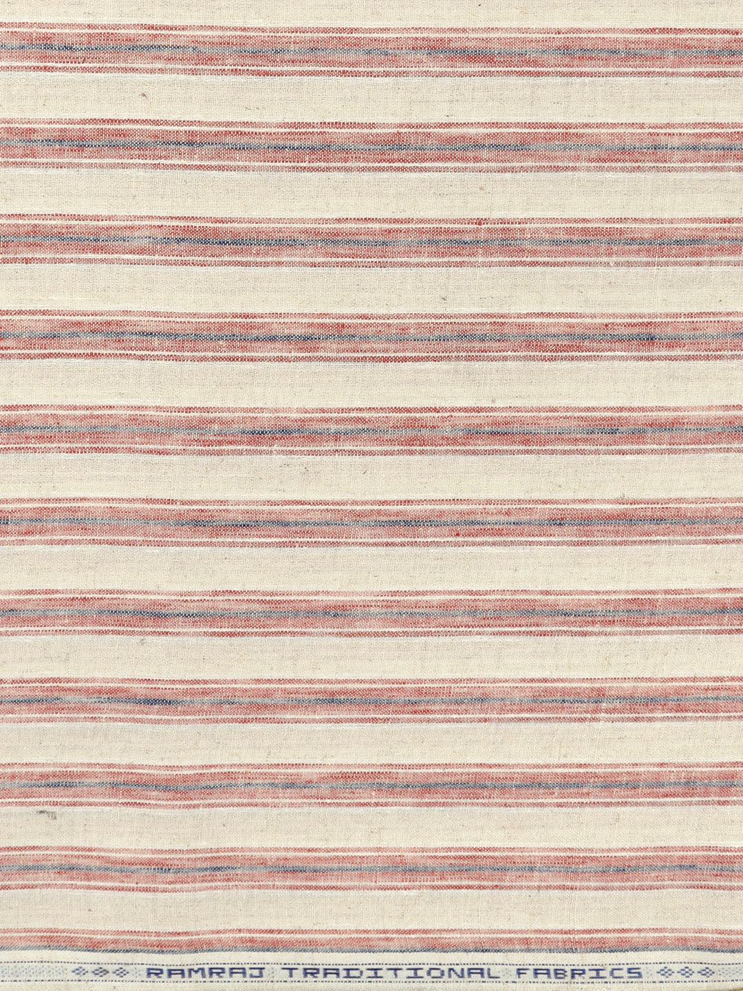 Men Cotton Rich Striped Shirt Fabric Cream with Red HI-Tech