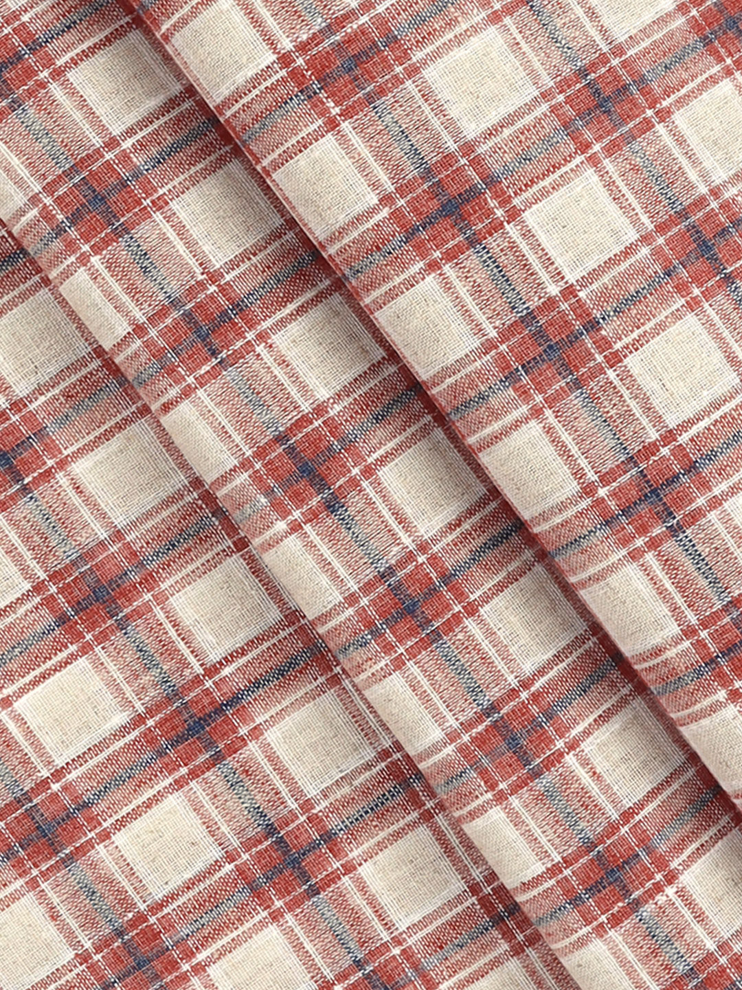 Men Cotton Rich Checked Shirt Fabric Red HI-Tech