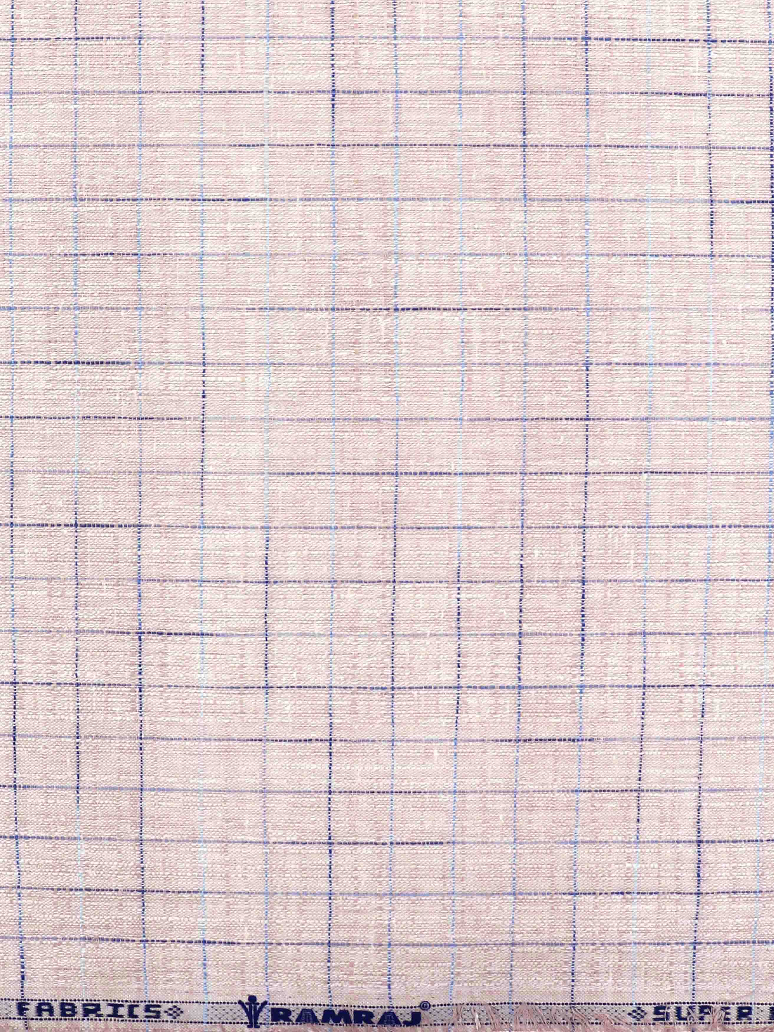 Cotton Colour Checked Shirt Fabric Light Pink Galaxy Art-Zoom view