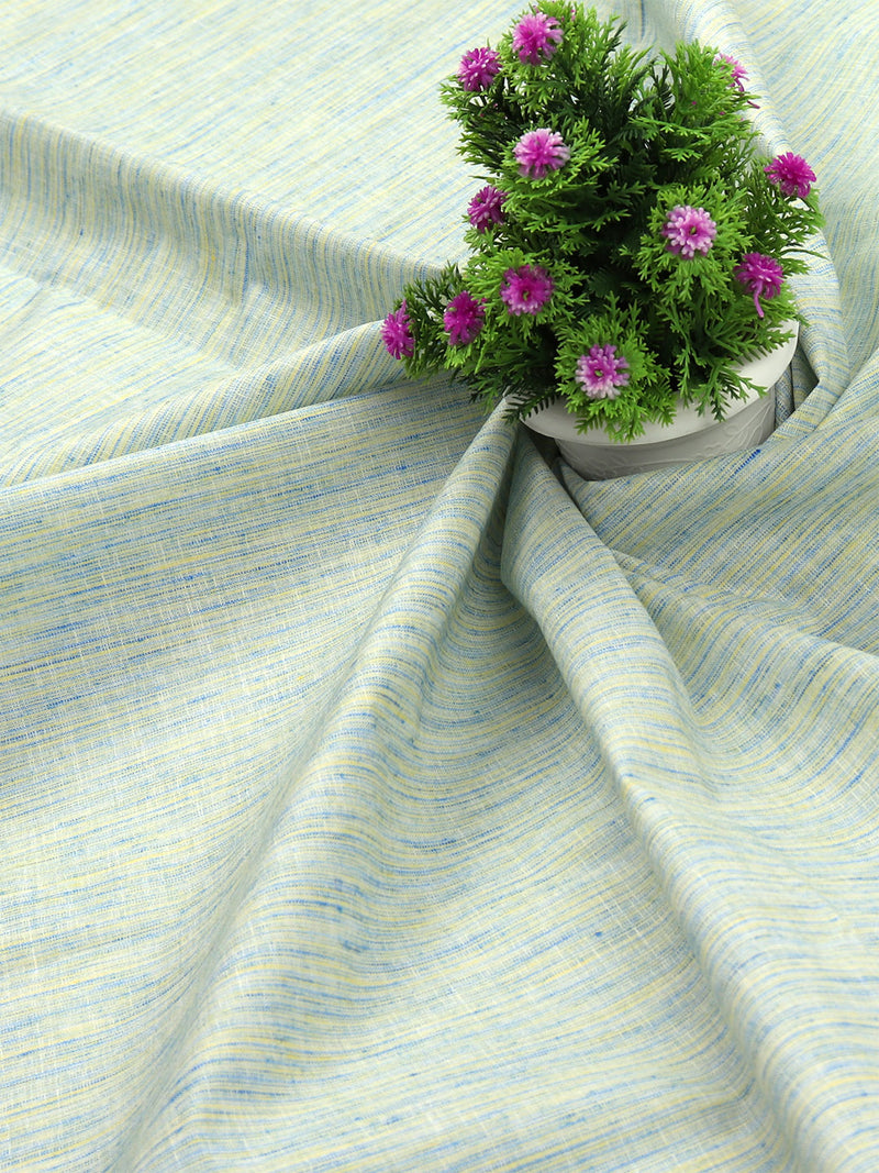 Cotton Green with Blue Striped Shirt Fabric Candy Colour
