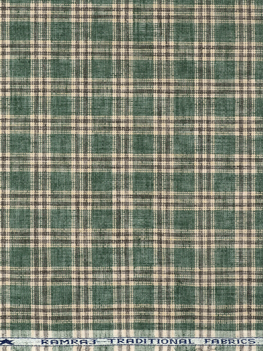 Cotton Blend Self Design Shirt Fabric Green High Style