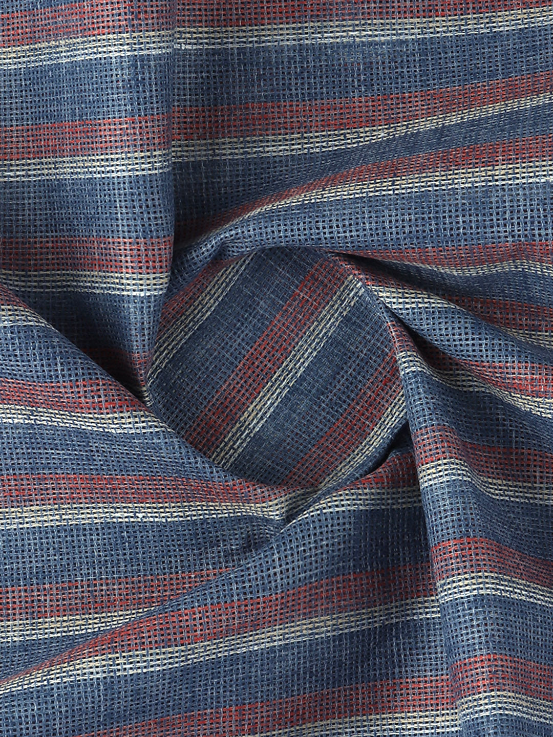 Cotton Blend Self Design Shirt Fabric Blue High Style