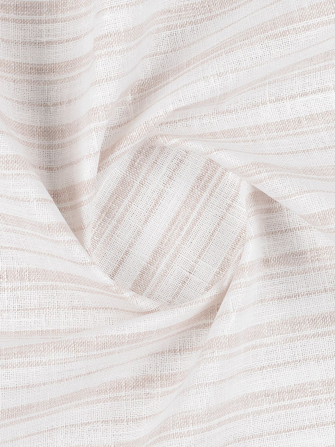 Cotton Rich White with Light Brown Striped Shirt Fabric High Style