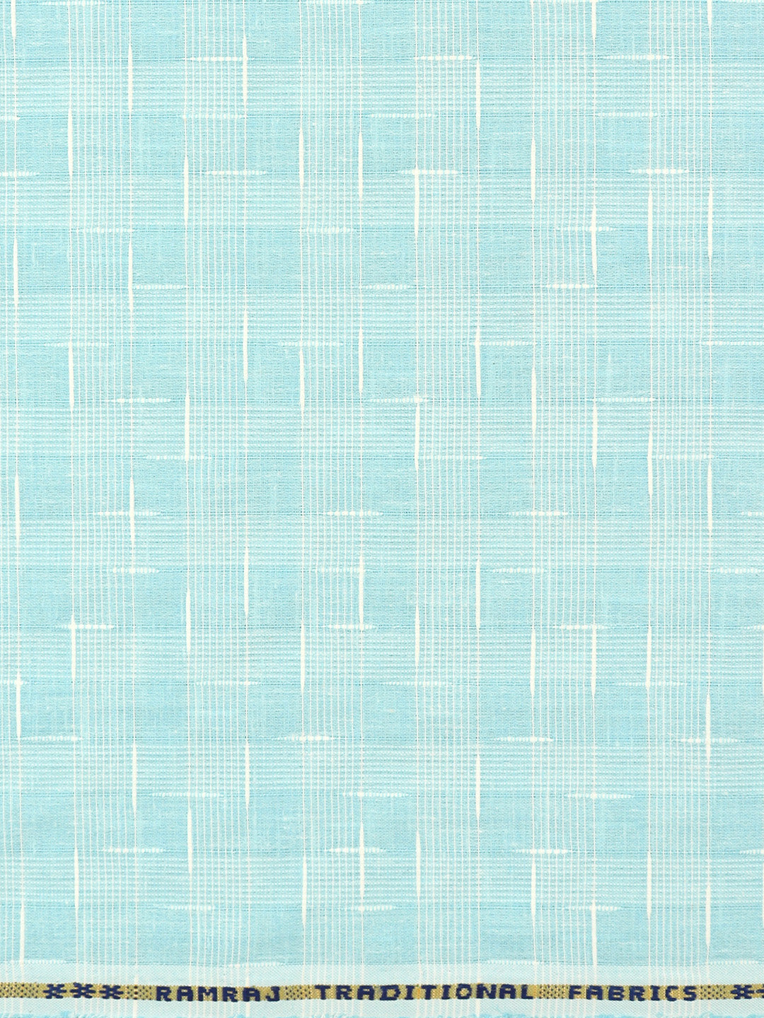 Cotton Blend Self Design Blue Fabric Pink High Style