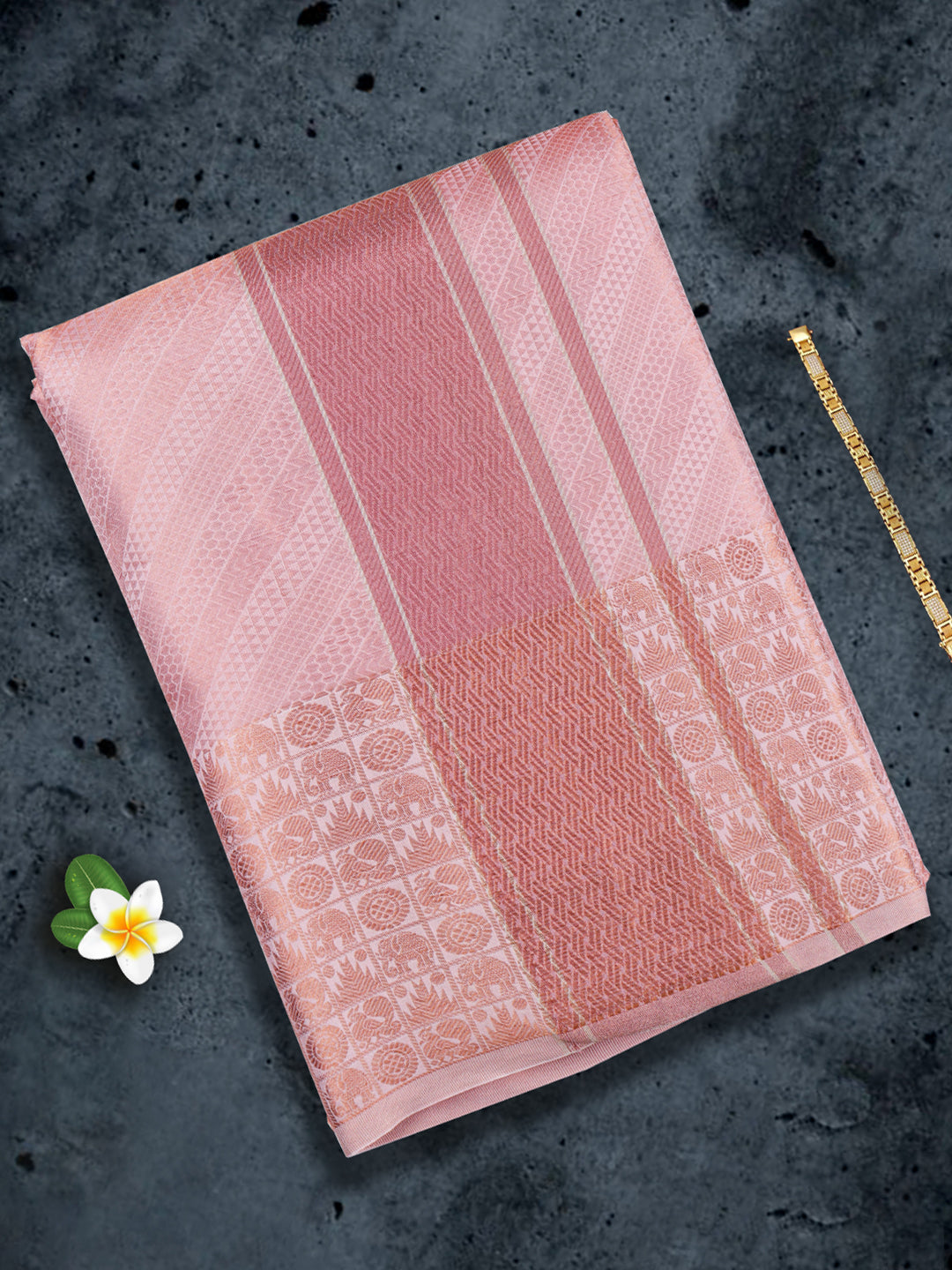 Pure Silk Embossed Dhoti with Towel "Thirukalyan"
