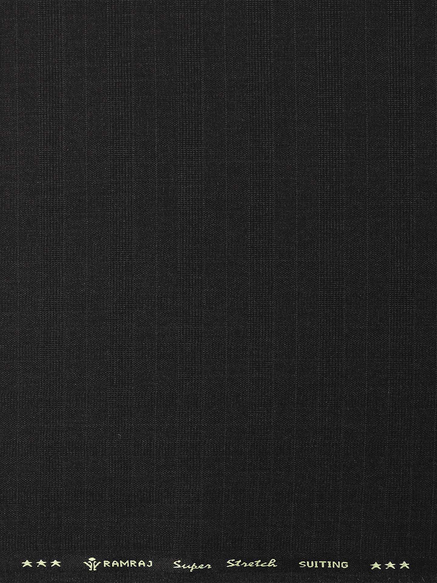 Cotton Black Smart Look Checked Suiting Fabric-Enable Stretch