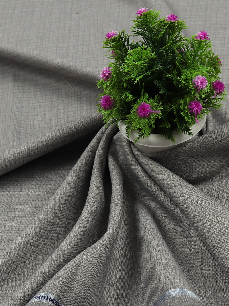 Cotton Colour Checked Grey Suiting Fabric Fun Days