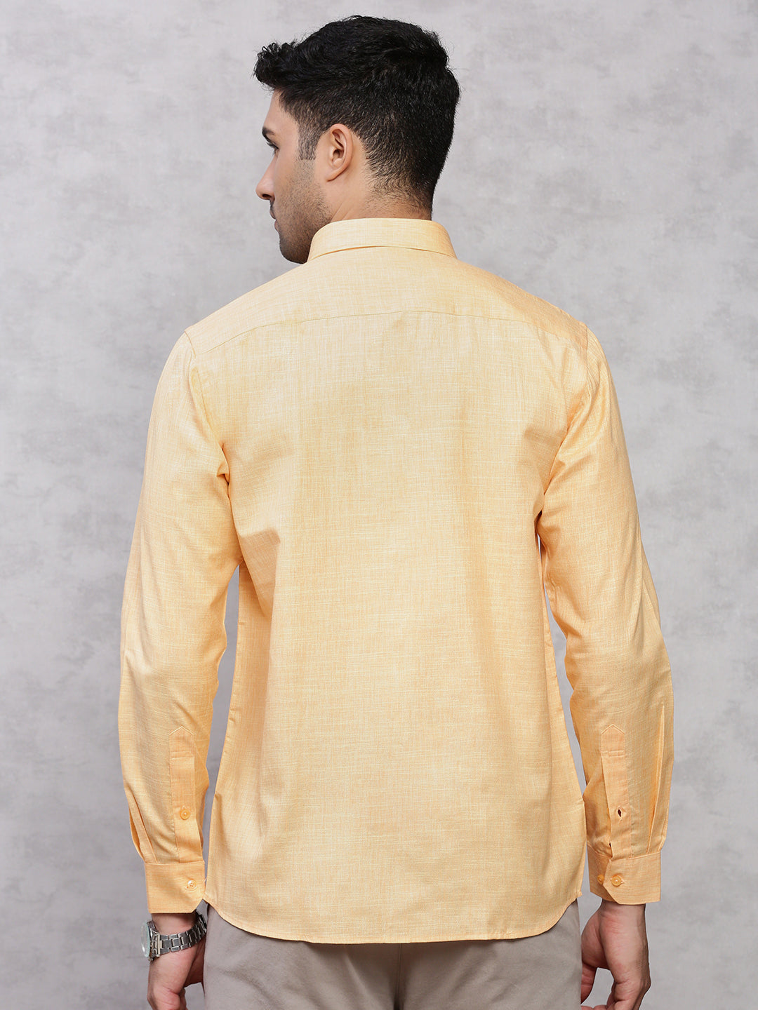 Men Cotton Rich Shirt Light Orange T12 CK4