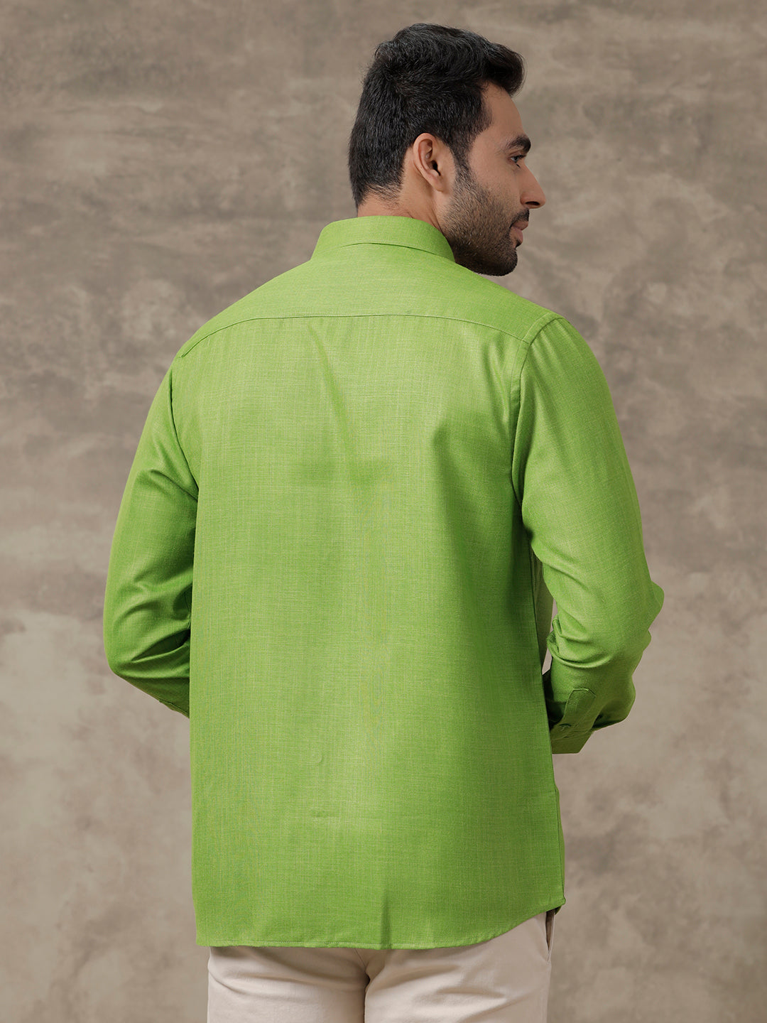 Men Cotton Rich Shirt Parrot Green T41 TQ8