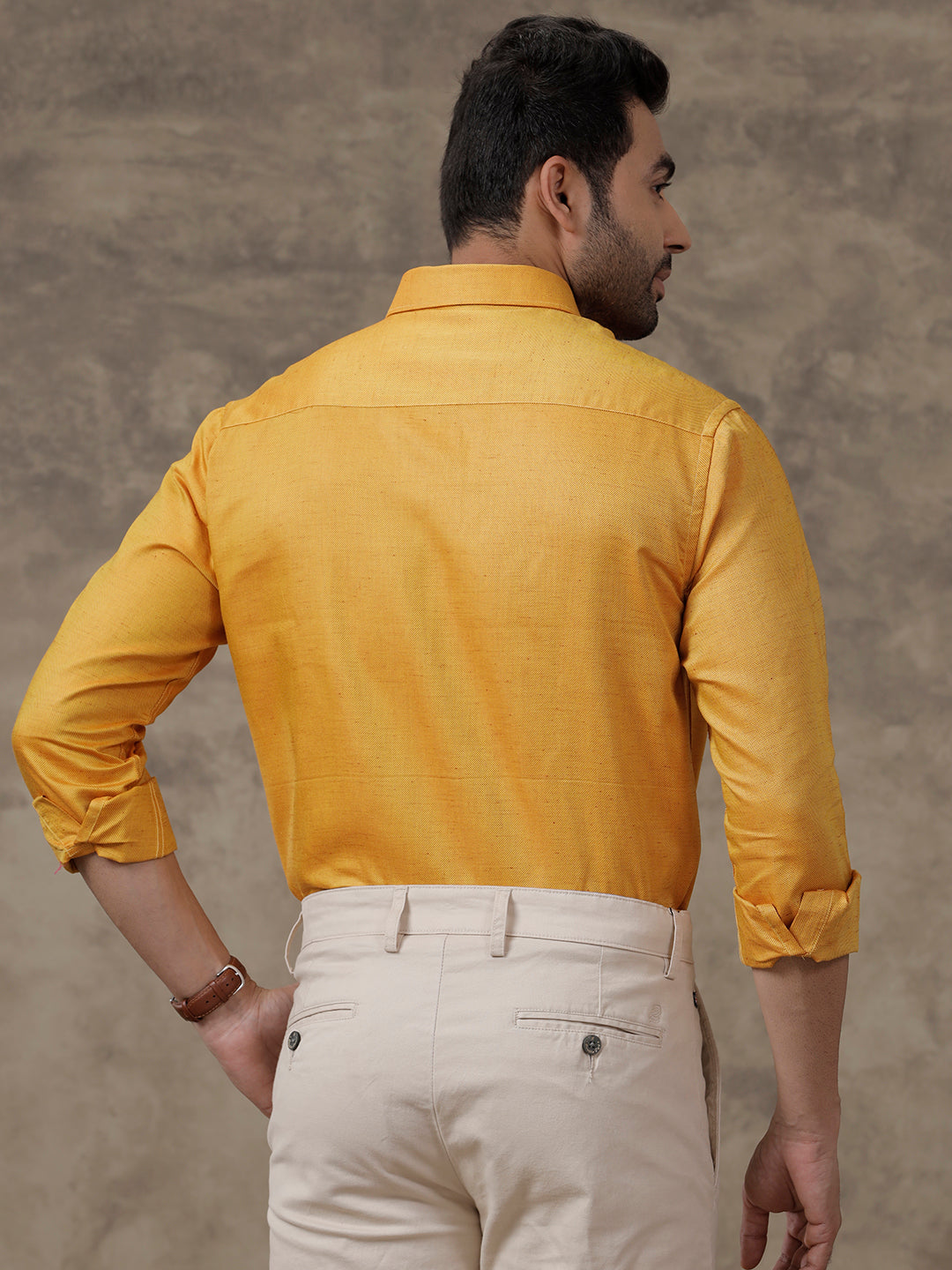 Men Cotton Rich Shirt Yellow T18 CY2