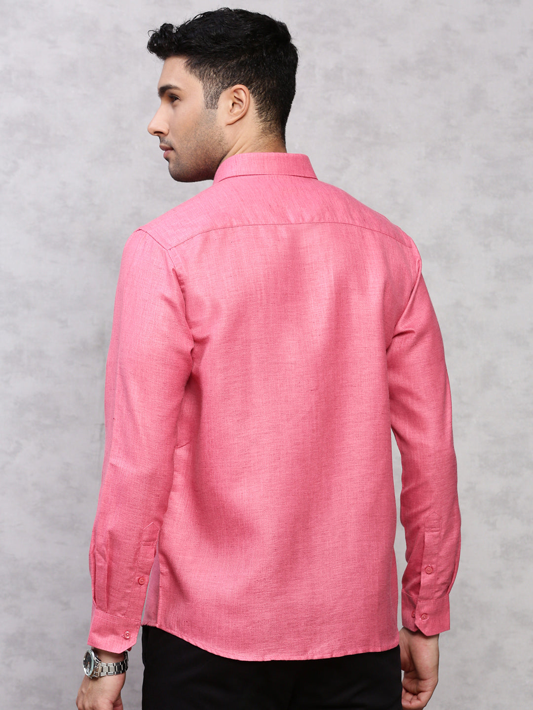 Men Cotton Rich Shirt Dark Pink T7 CG9