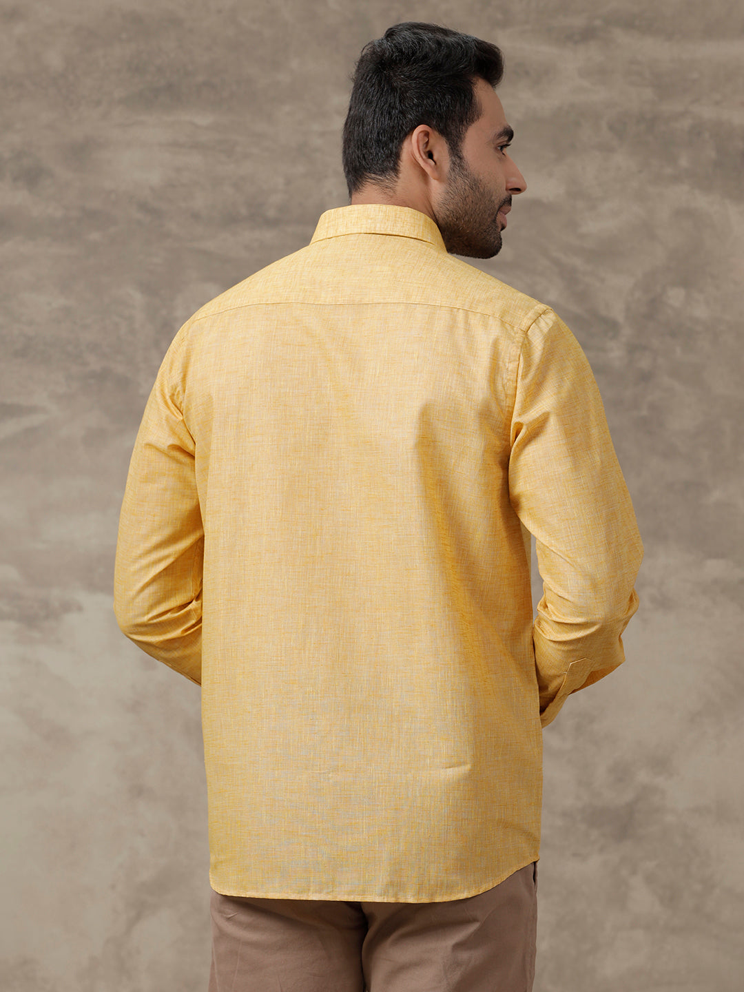 Men Cotton Rich Shirt Yellow T39 TO2