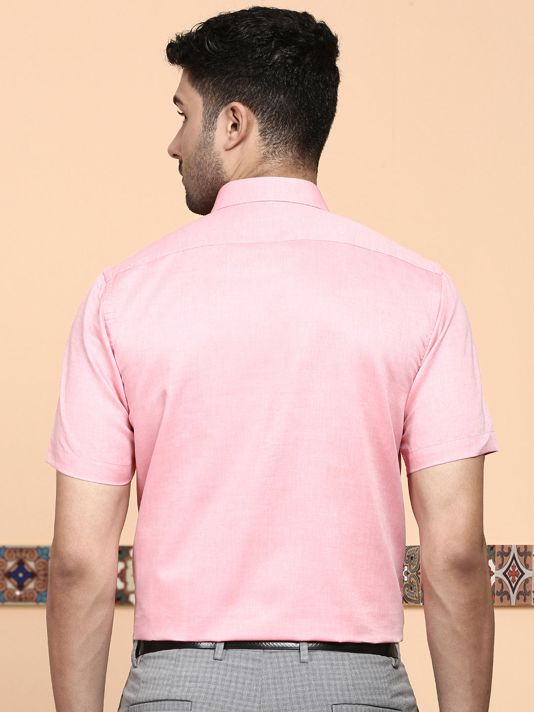 Men Premium Cotton Half Sleeves Shirt Pink EL GP13