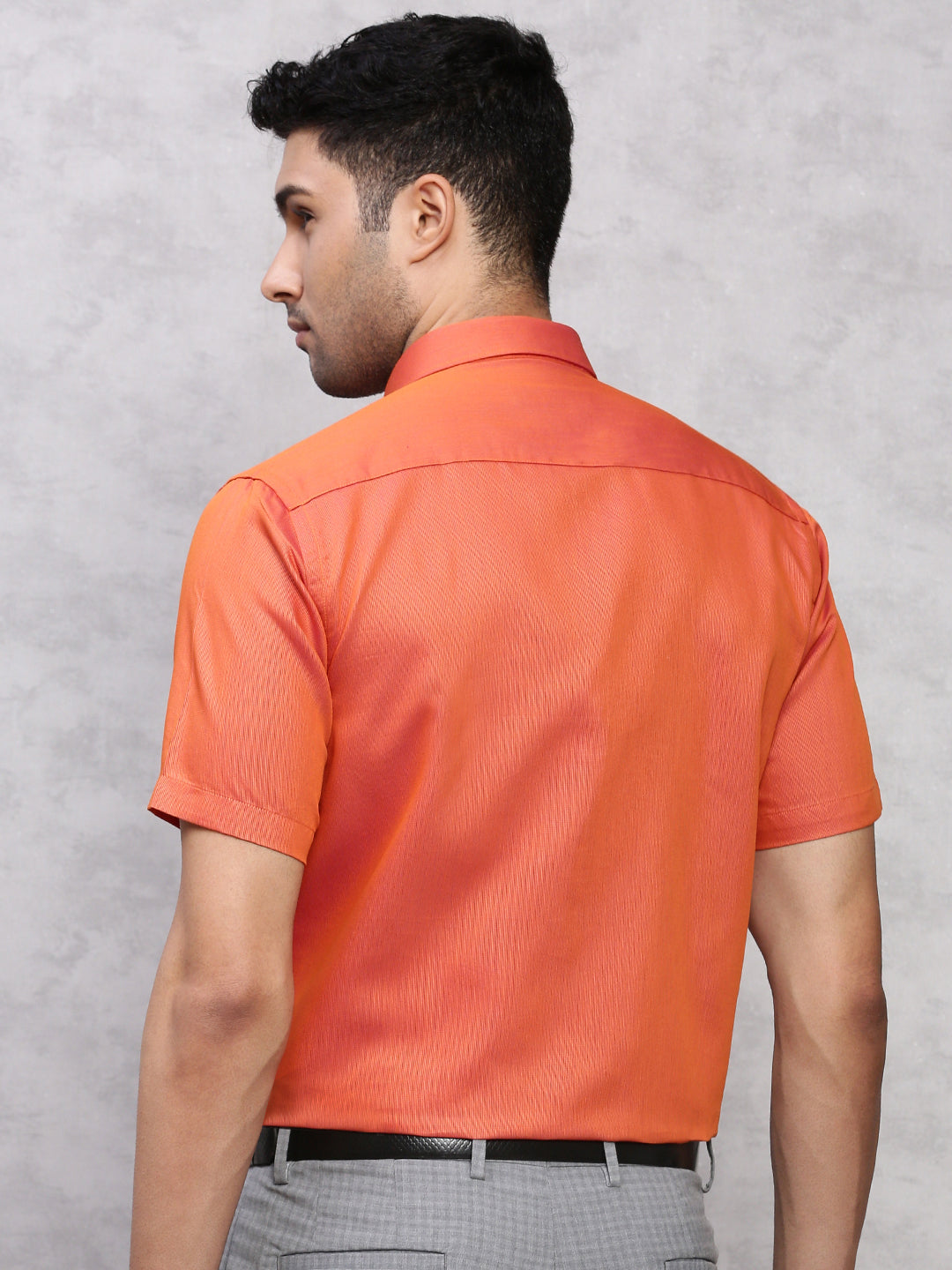 Men Cotton Rich Shirt Orangy Red TZ5