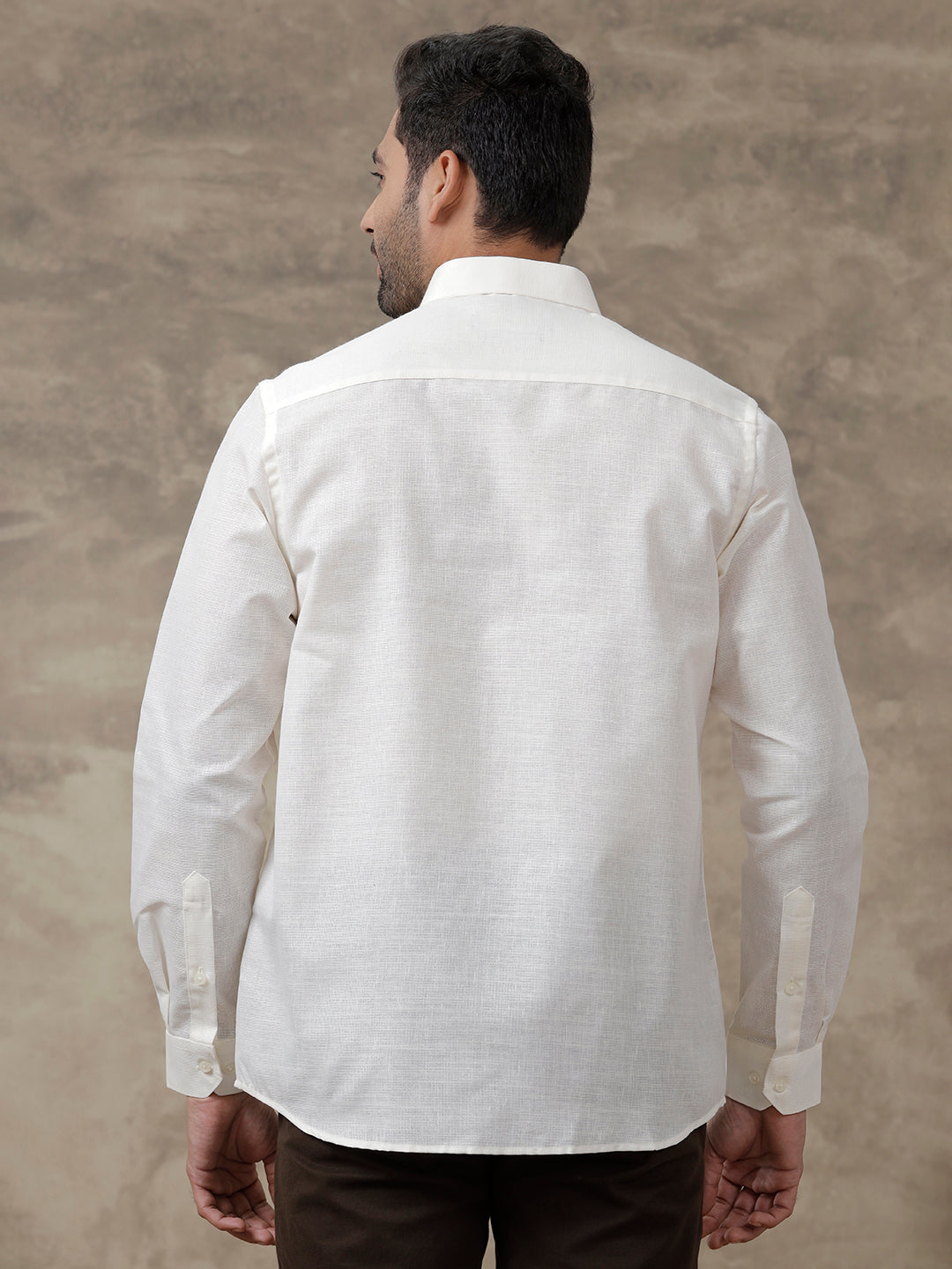 Men Cotton Blend Formal Shirt Off White CV6