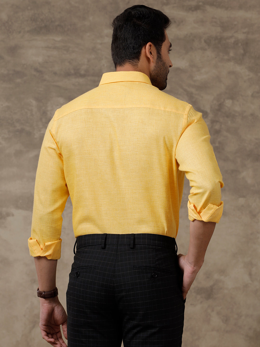 Men Cotton Rich Shirt Yellow T26 TB4