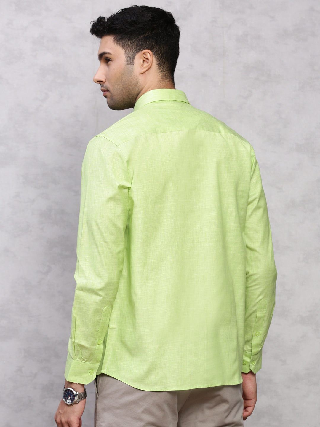 Men Cotton Rich Shirt Light Green T12 CK1