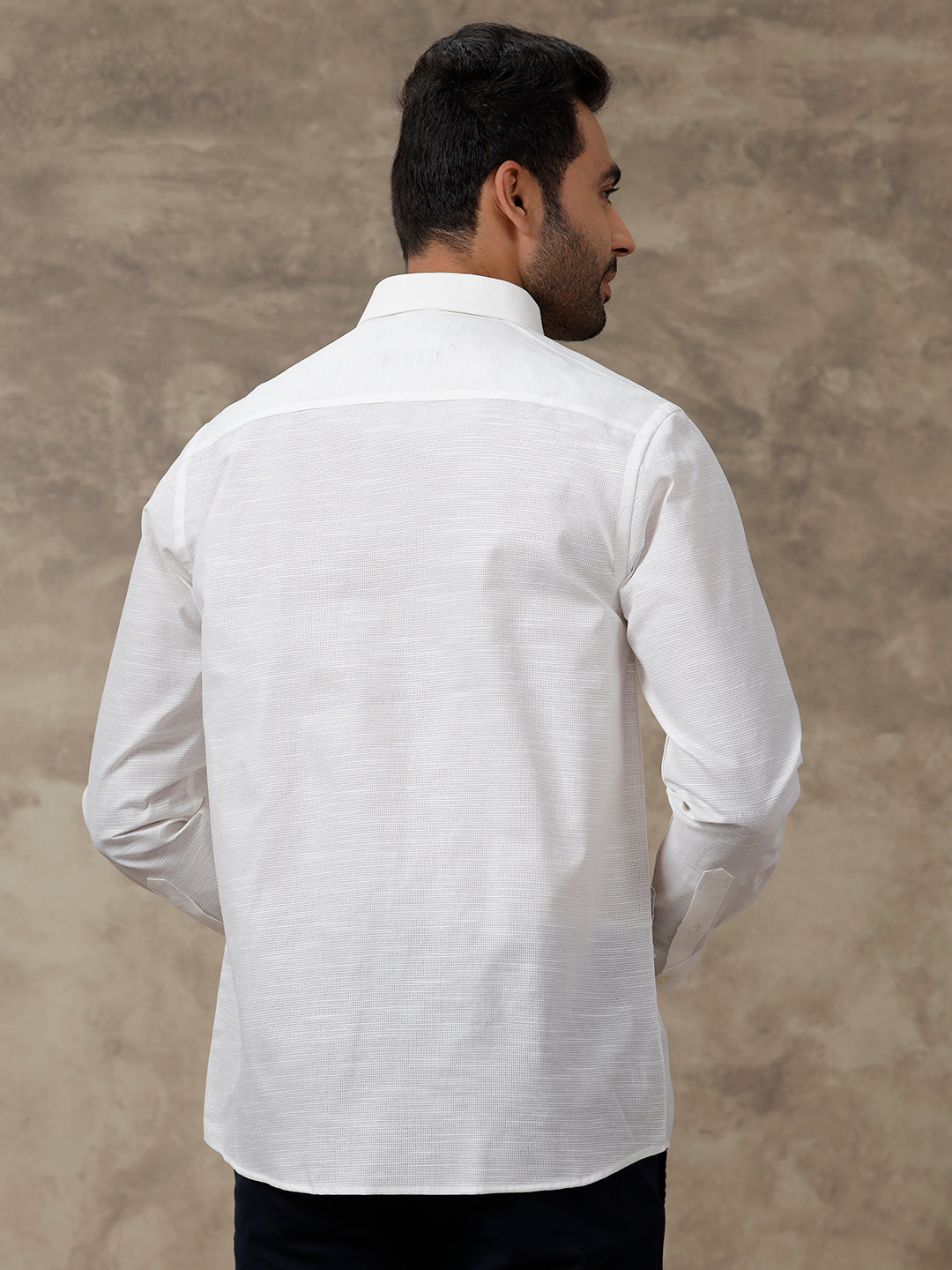 Men Cotton Rich Off White Shirt - T13 (CL2)