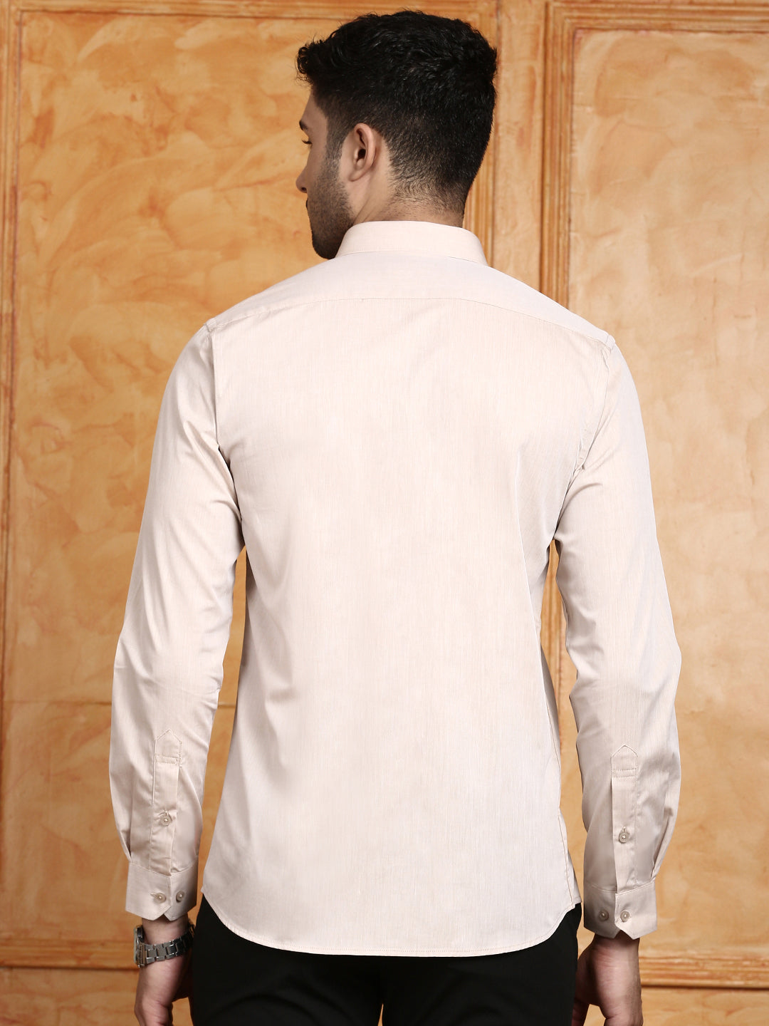 Mens Premium Cotton Formal Shirt Light Brown MH (G113)