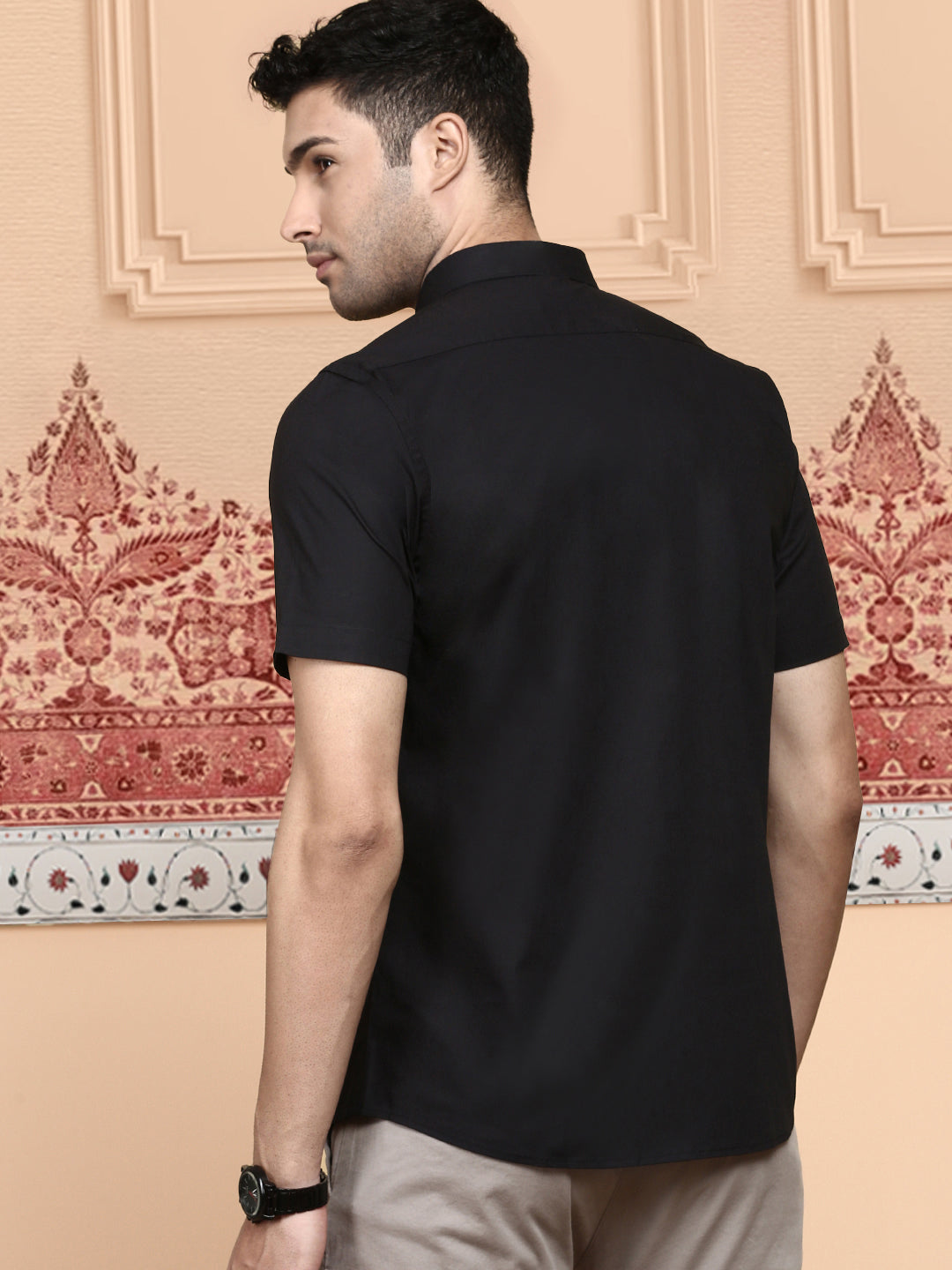 Men Cotton Rich Black Shirt