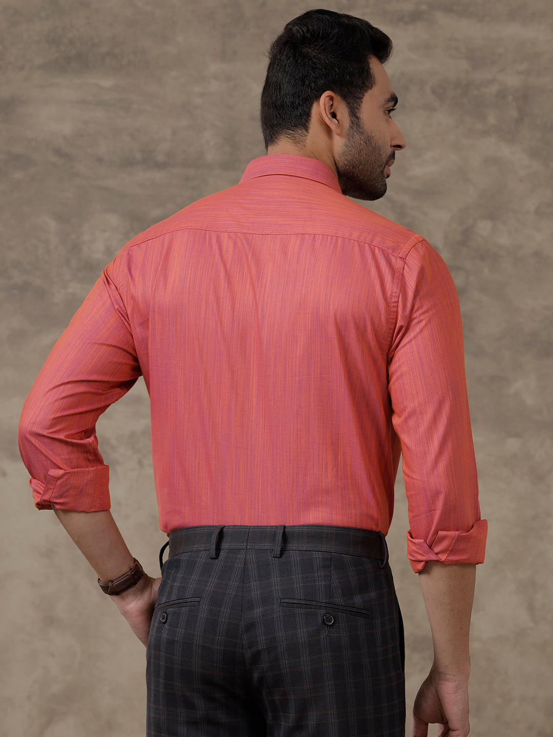 Men Cotton Rich Shirt Full Sleeves Pale Violet Red T32 TH10