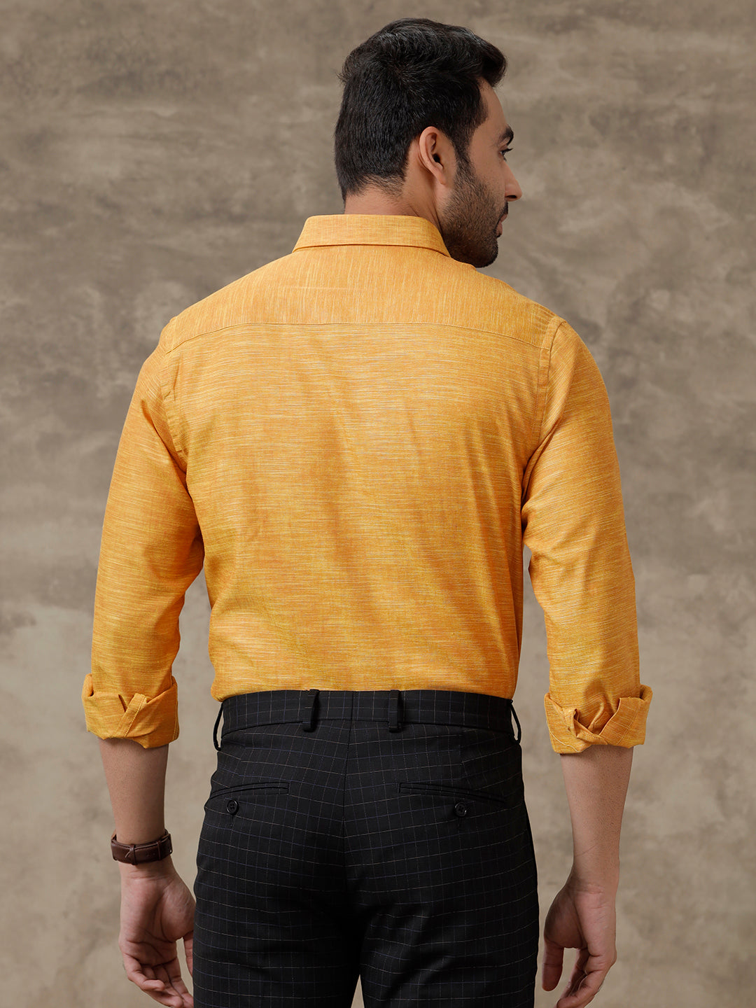 Men Cotton Rich Shirt Full Sleeves Mustard T28 TD1