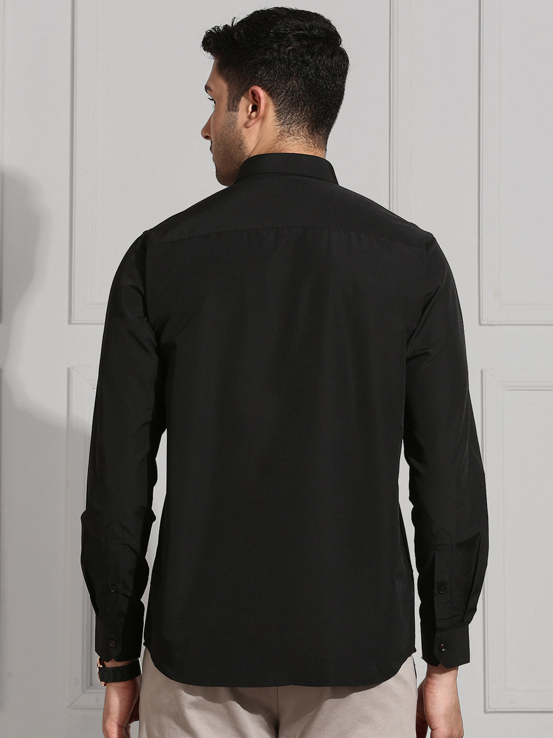Men 100% Cotton White & Black Full Sleeves Shirt Combo (2 Pcs Pack)