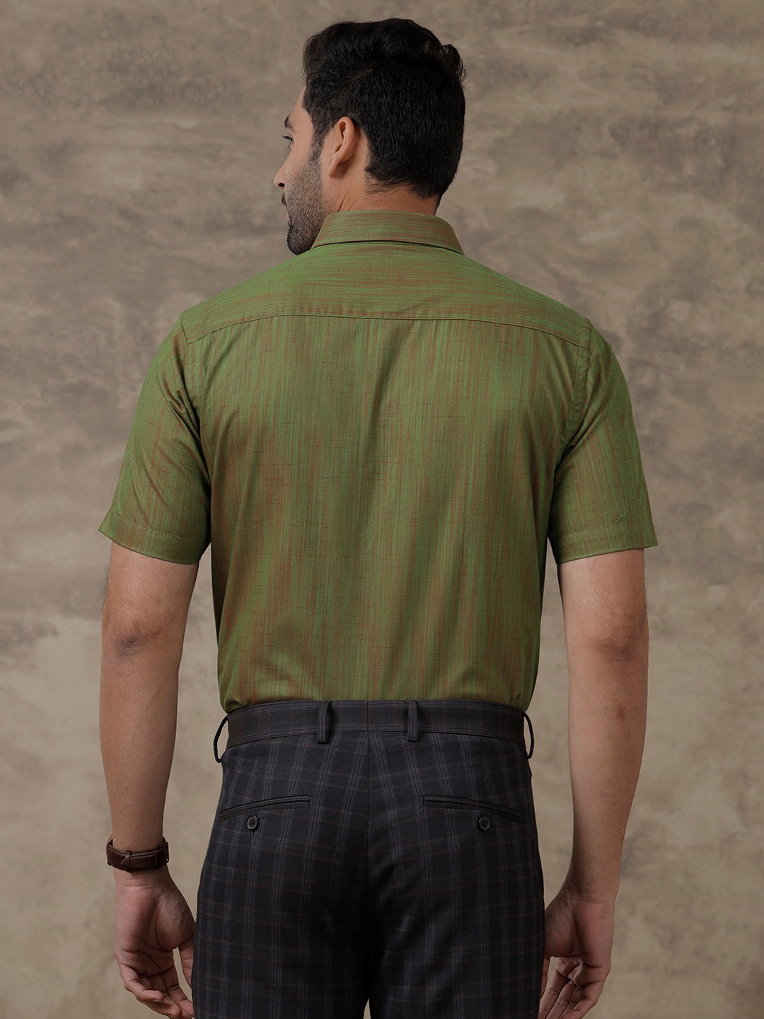 Men Cotton Rich Half Sleeves Shirt Green T32 TH8