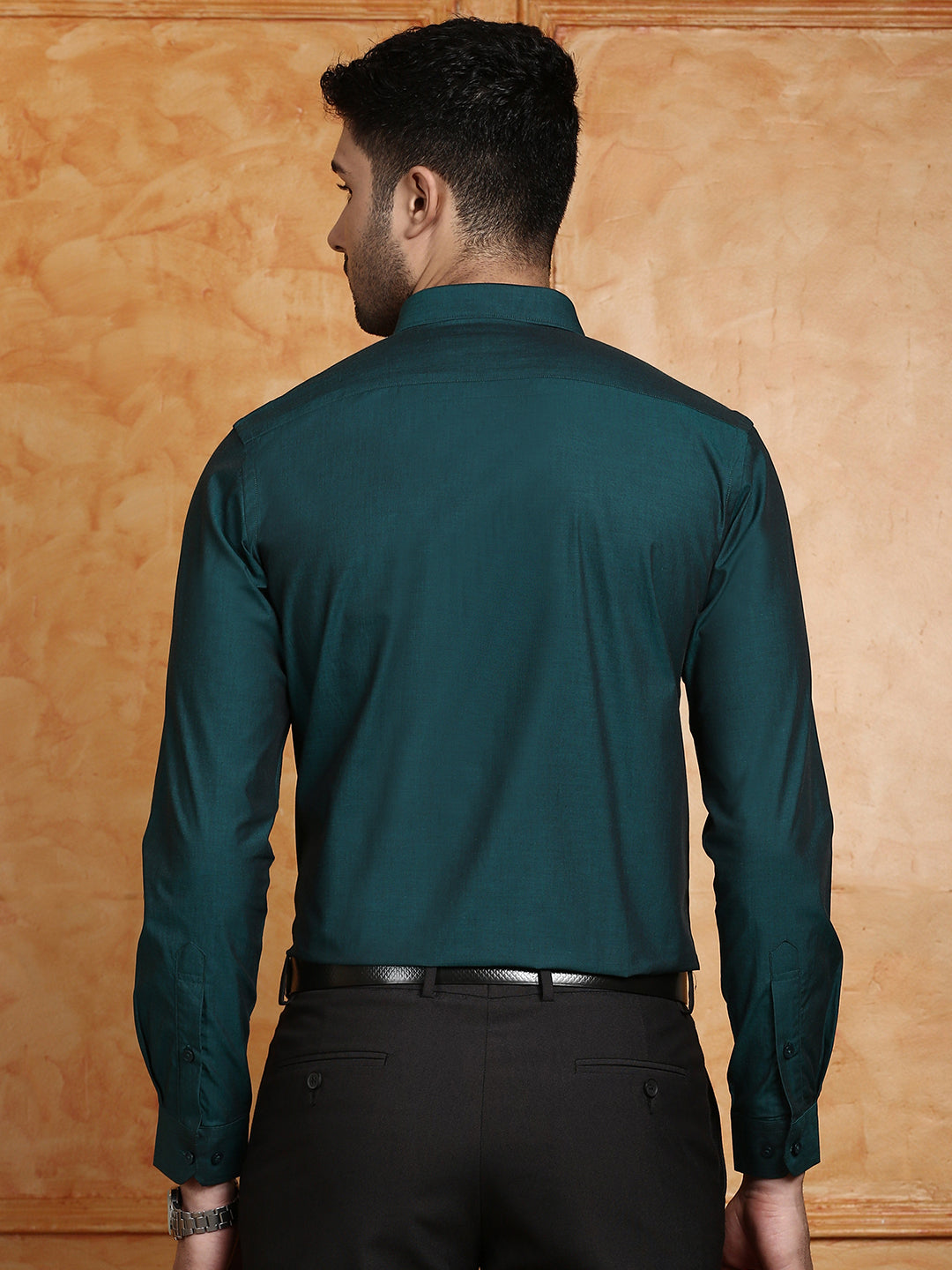 Men 100% Cotton Smart Fit Formal Shirt Dark Green