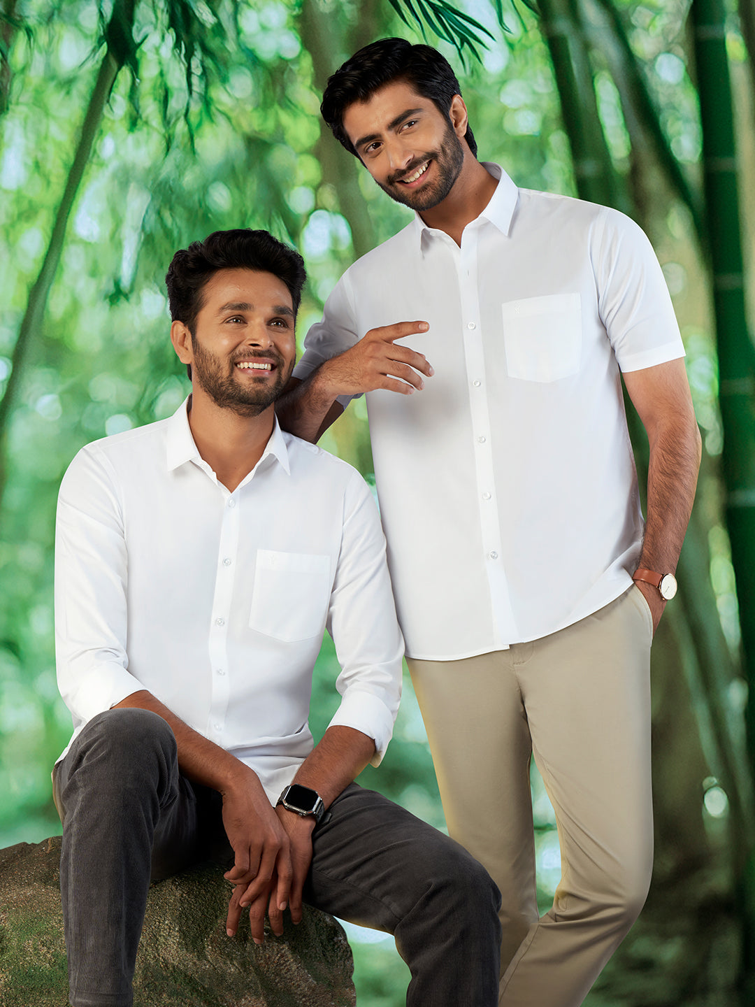 Men Bamboo Cotton White Shirt