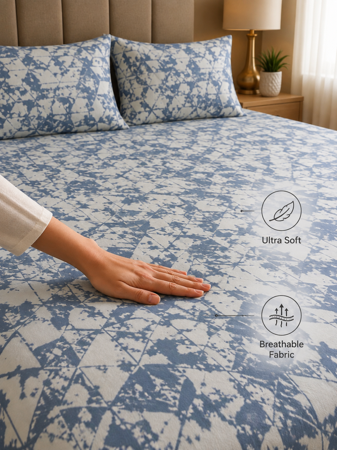 King Size Premium Cotton Bed Sheet & 2 Pillow Cover Set - BDS04
