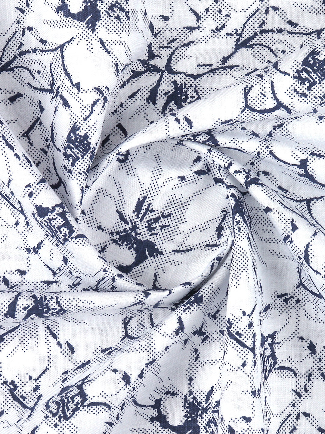 Men 100% Cotton White with Navy Printed Shirt Fabric Hot Star