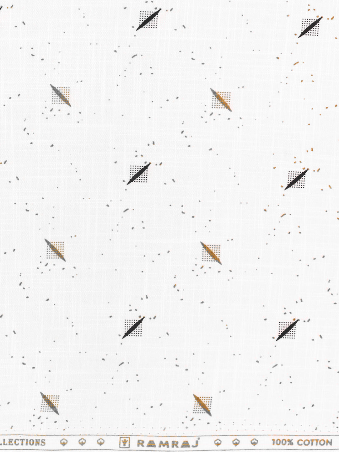 Men 100% Cotton White with Brown Printed Shirt Fabric Hot Star