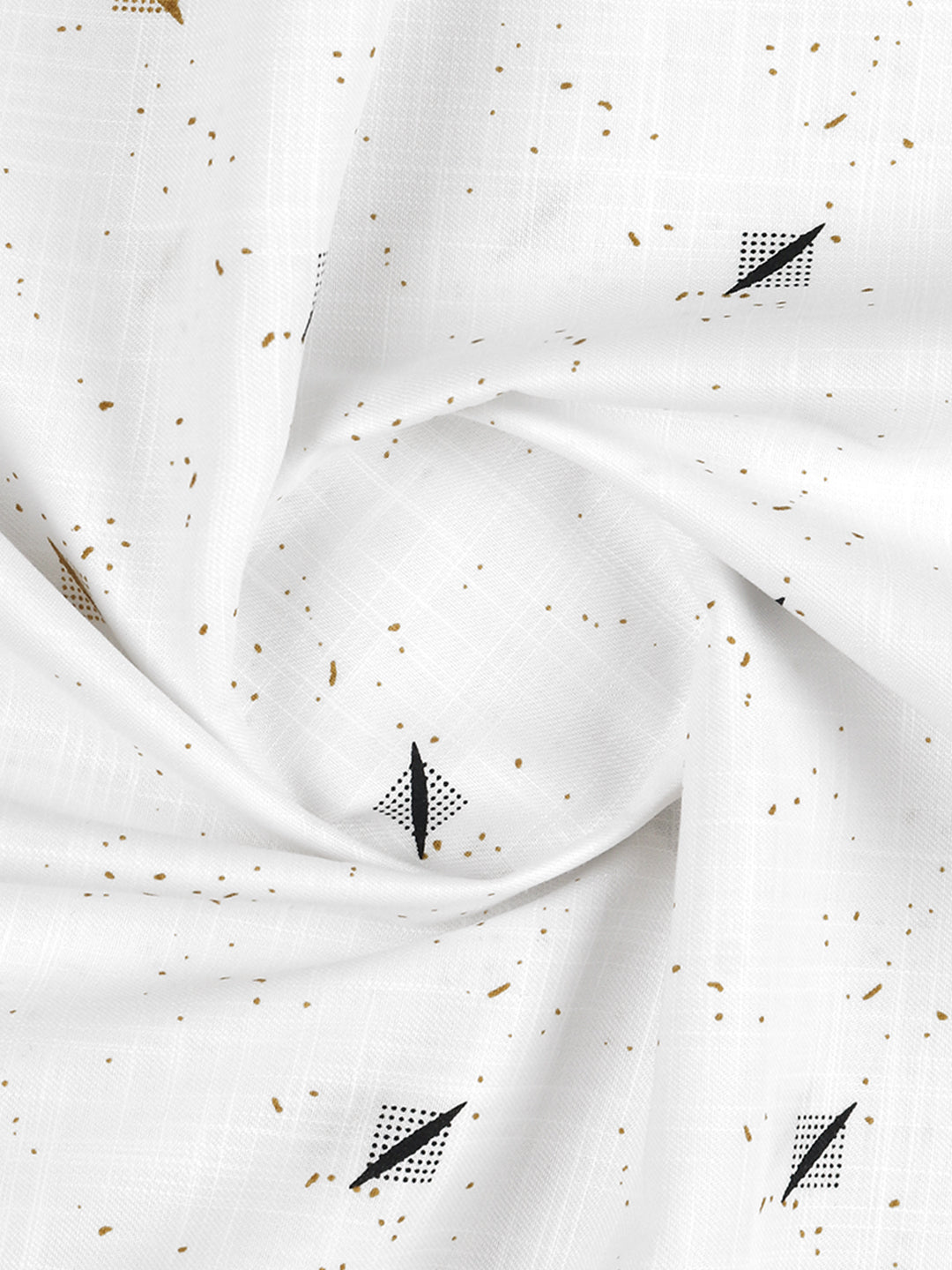 Men 100% Cotton White with Brown Printed Shirt Fabric Hot Star