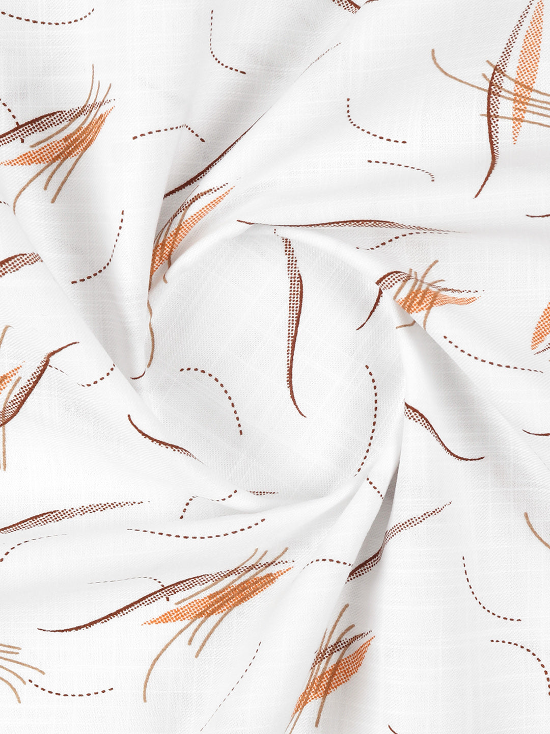 Men 100% Cotton White with Brown Printed Shirt Fabric Hot Star