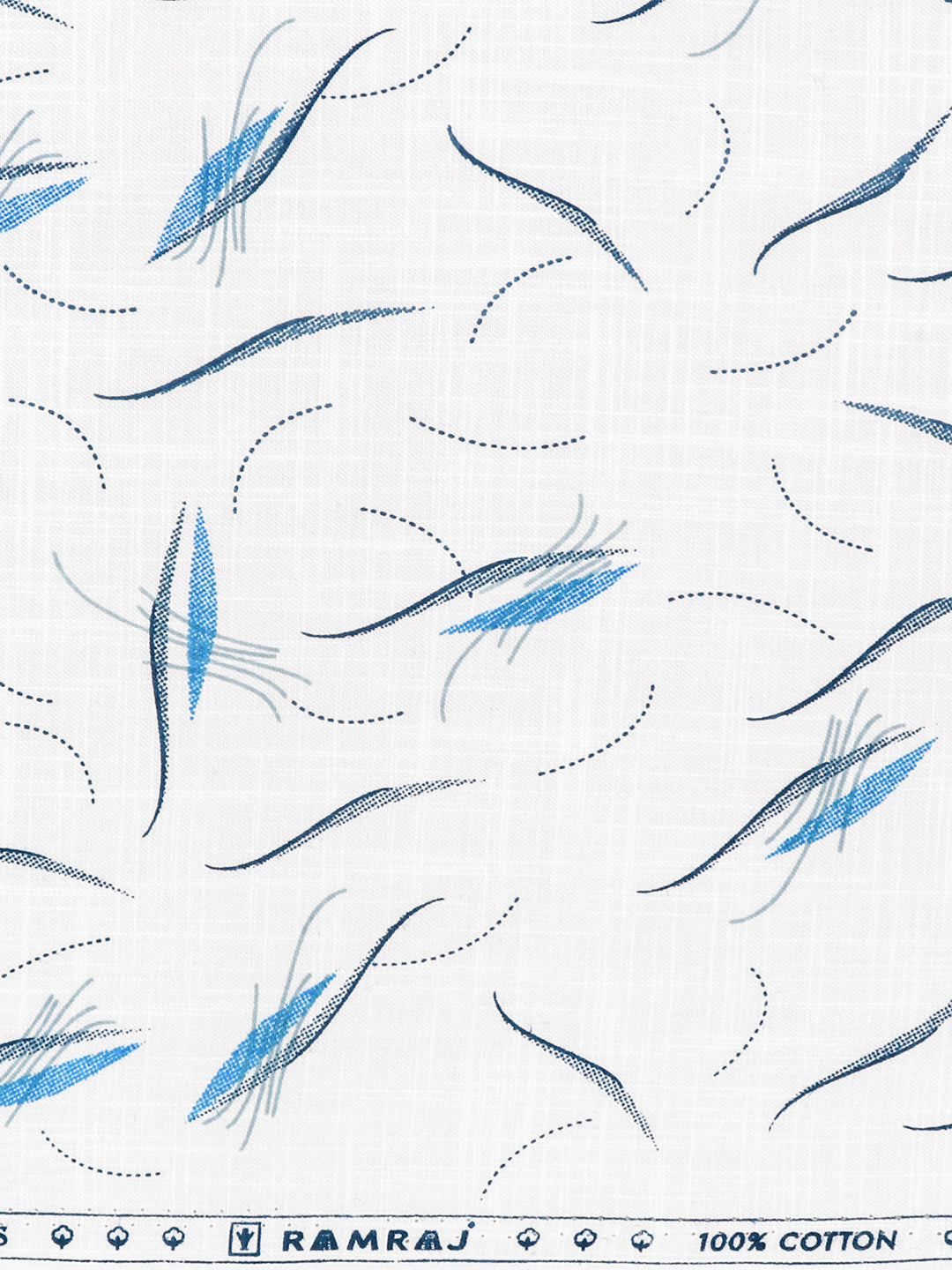 Men 100% Cotton White with Blue Printed Shirt Fabric Hot Star