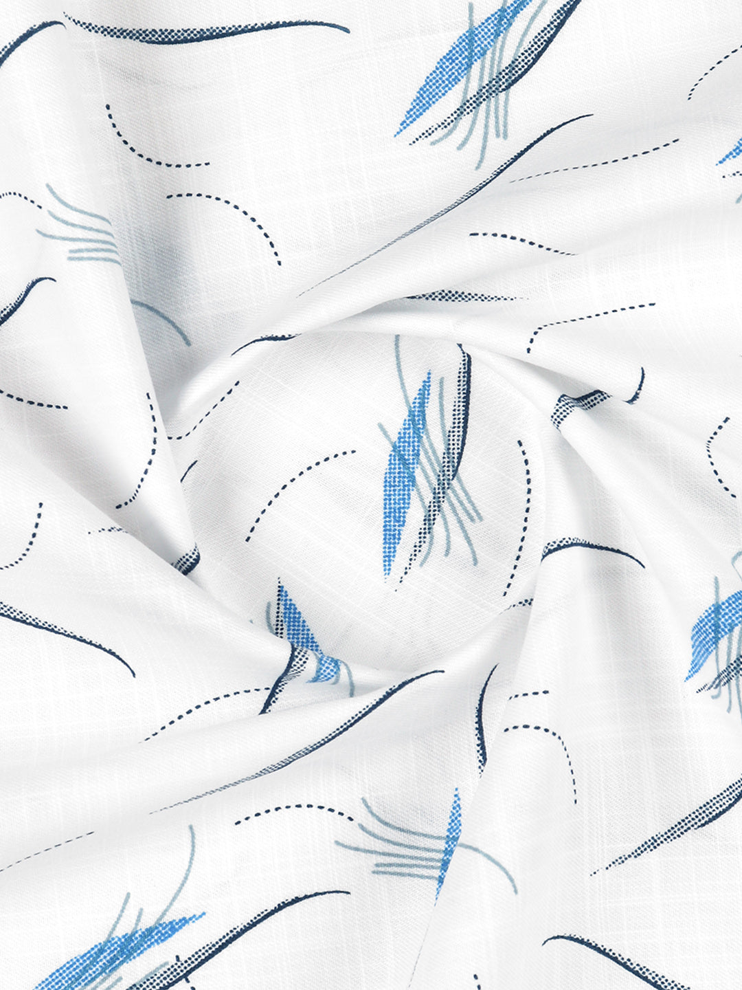 Men 100% Cotton White with Blue Printed Shirt Fabric Hot Star