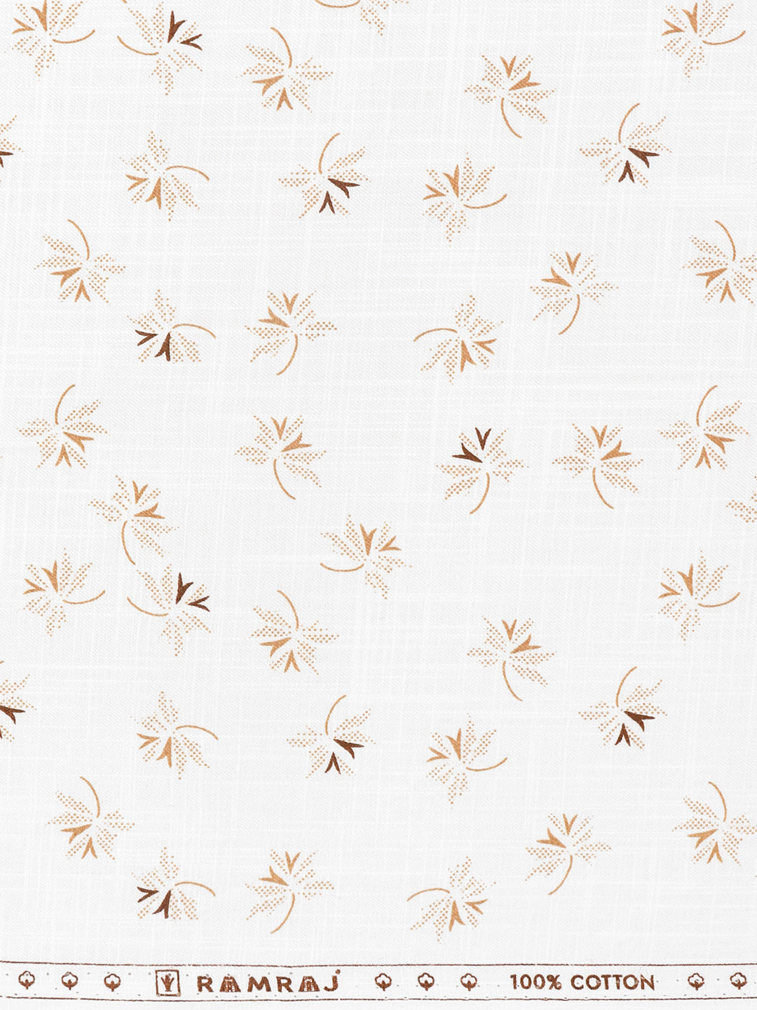 Men 100% Cotton White with Brown Printed Shirt Fabric Hot Star