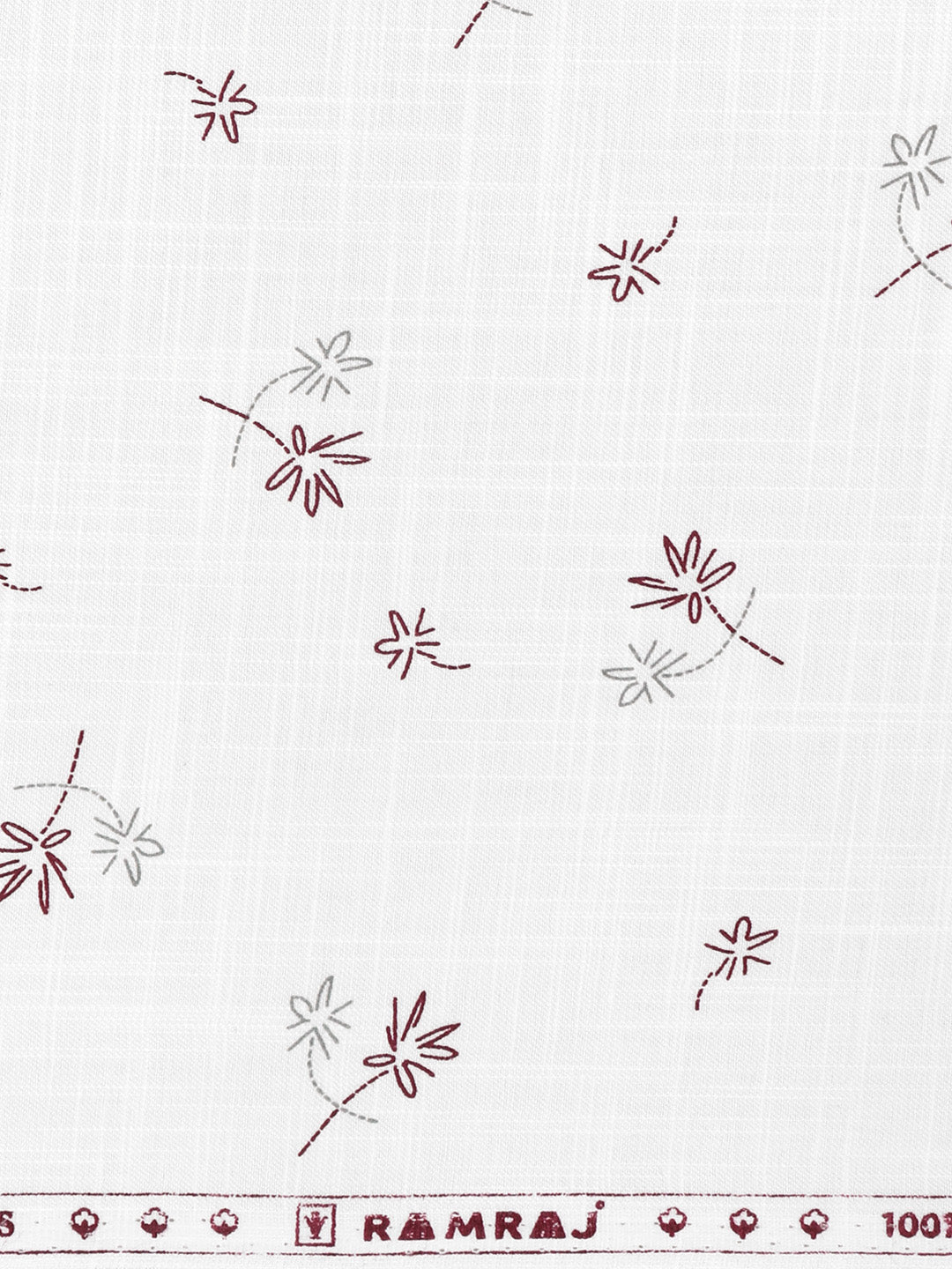 Men 100% Cotton White with Red Printed Shirt Fabric Hot Star