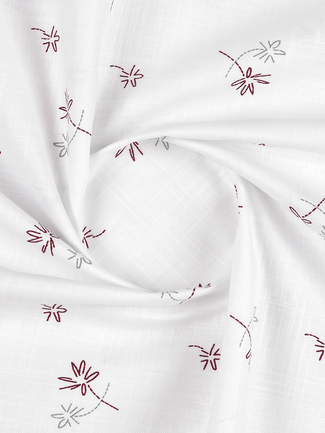 Men 100% Cotton White with Red Printed Shirt Fabric Hot Star