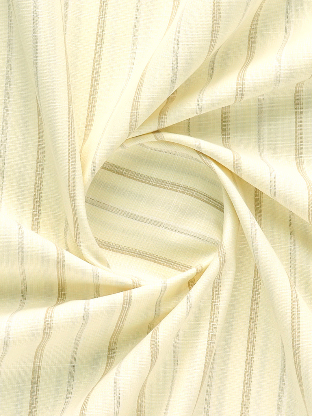 Mens Cotton Rich Striped Shirt Fabric Light Yellow High Style