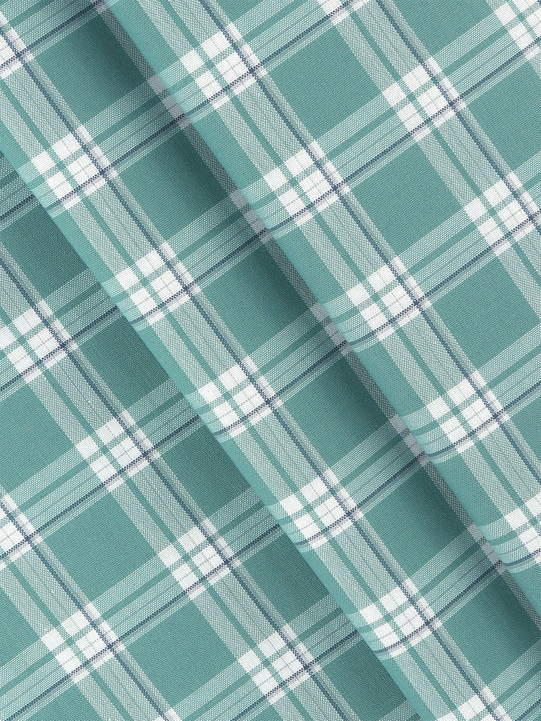 Men Cotton Rich Checked Shirt Fabric Mint Blue High Style