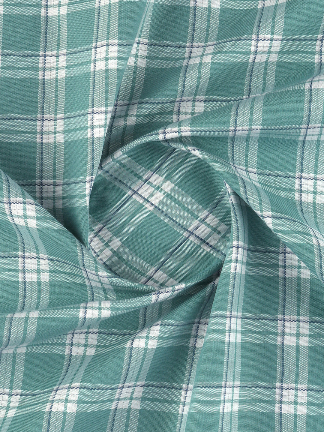 Men Cotton Rich Checked Shirt Fabric Mint Blue High Style
