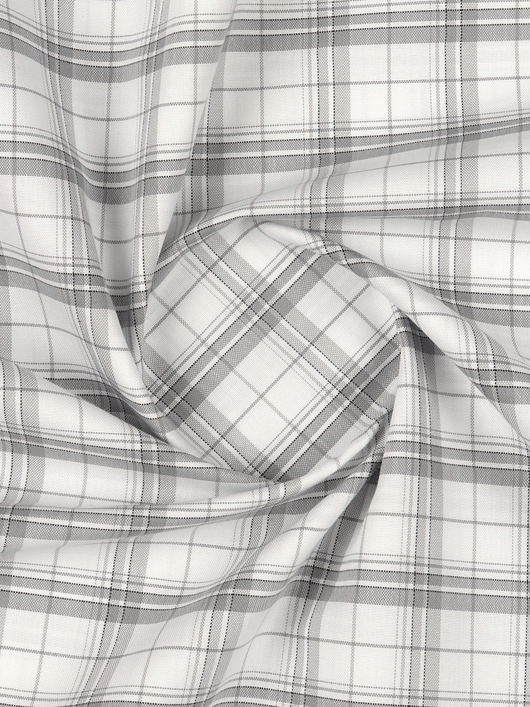 Men Cotton Rich Checked Shirt Fabric White with Black High Style