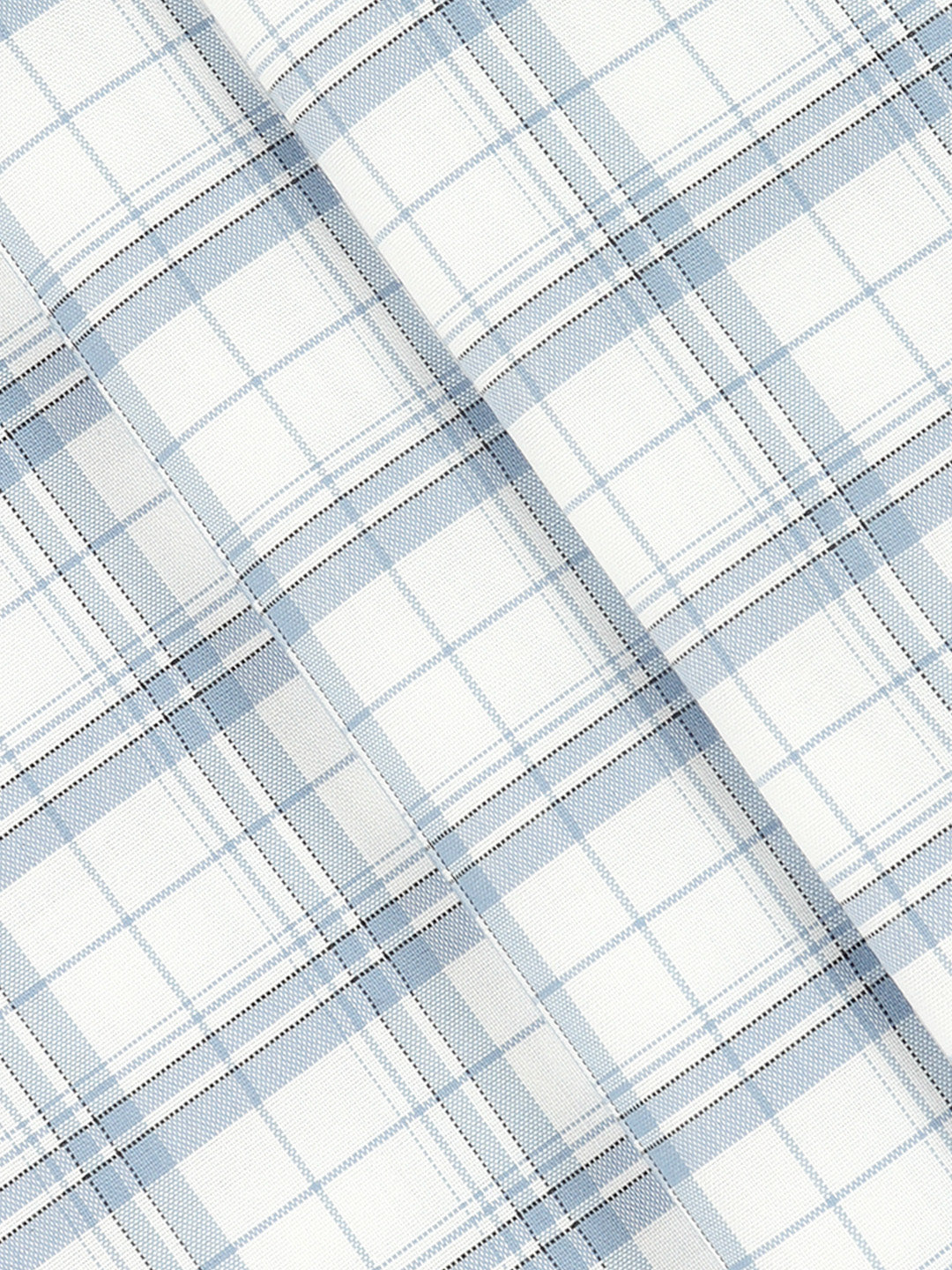 Men Cotton Rich Checked Shirt Fabric White with Blue High Style