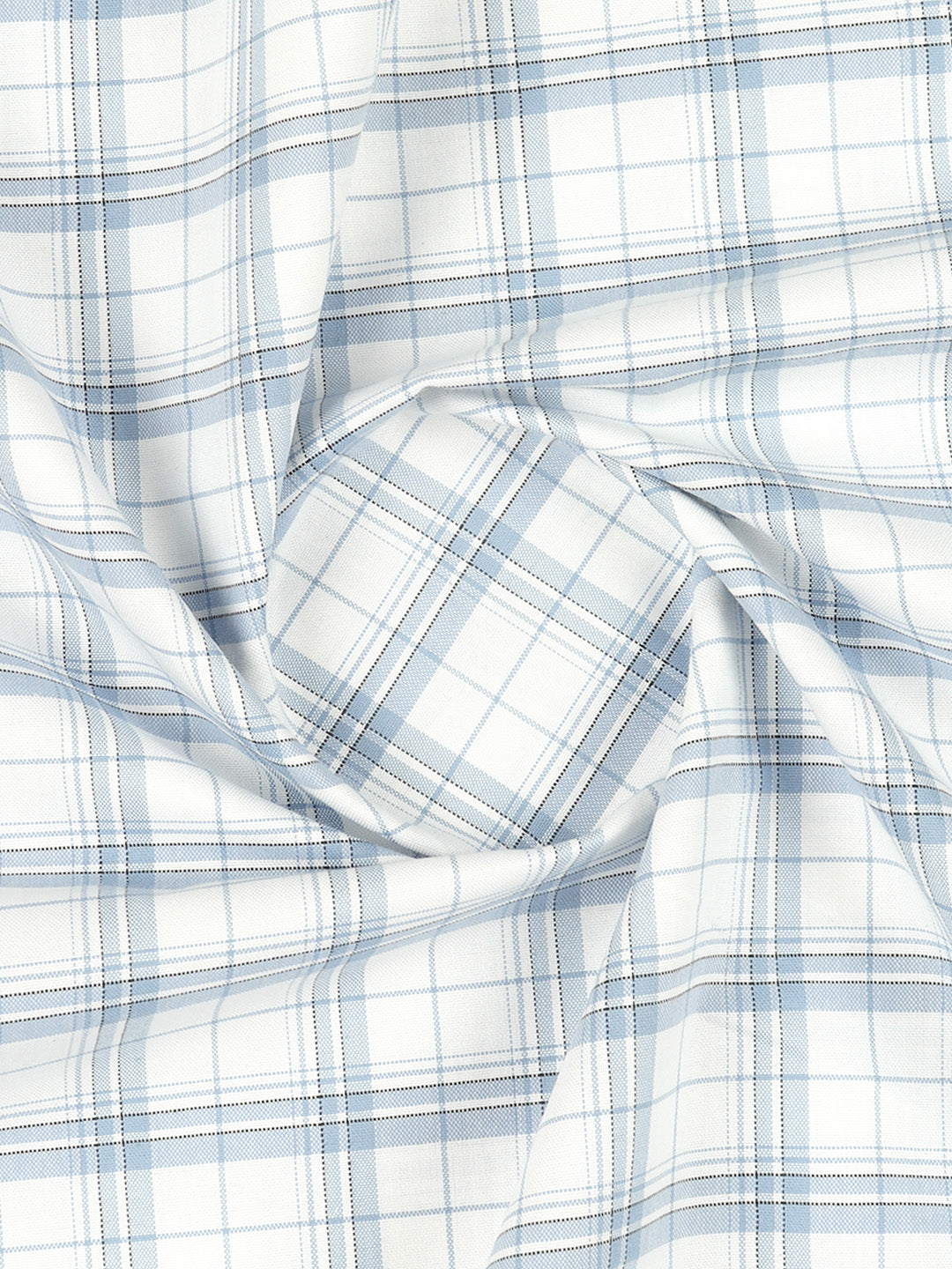 Men Cotton Rich Checked Shirt Fabric White with Blue High Style