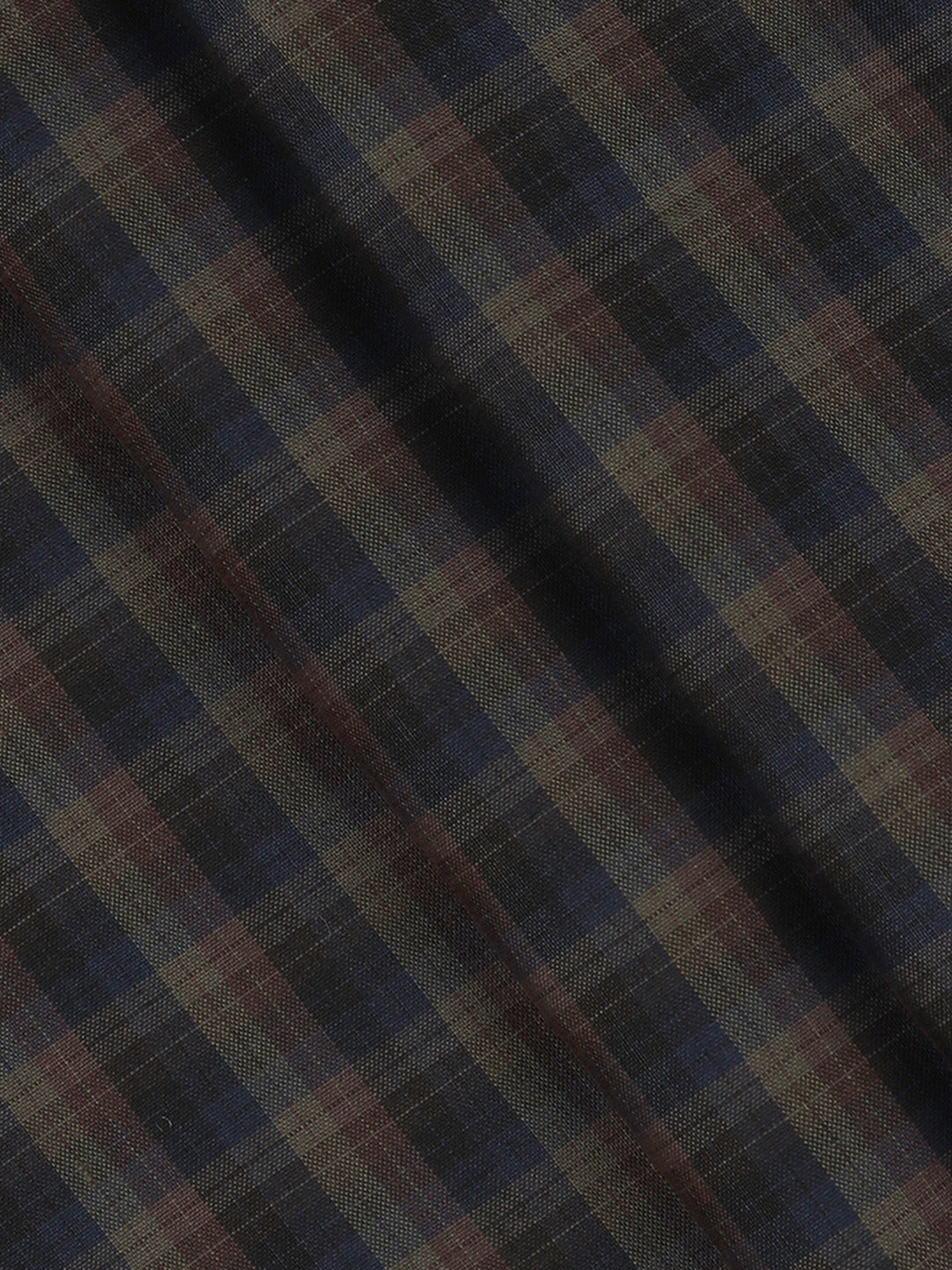 Men Cotton Rich Checked Shirt Fabric Dark Blue High Style