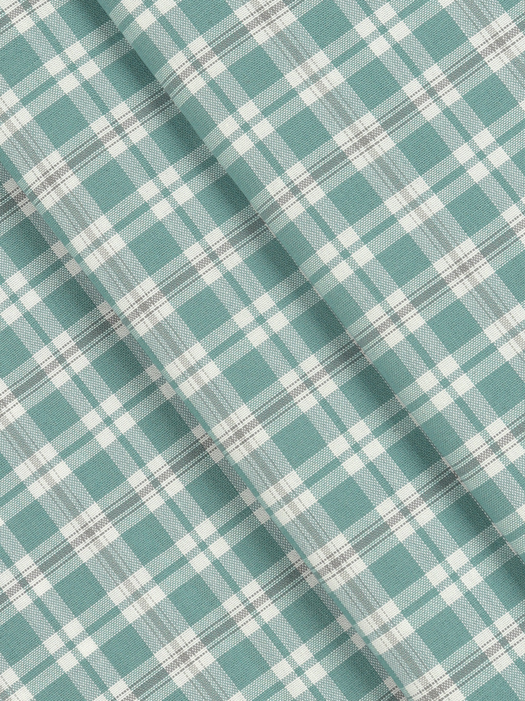 Men Cotton Rich Checked Shirt Fabric Teal Green High Style